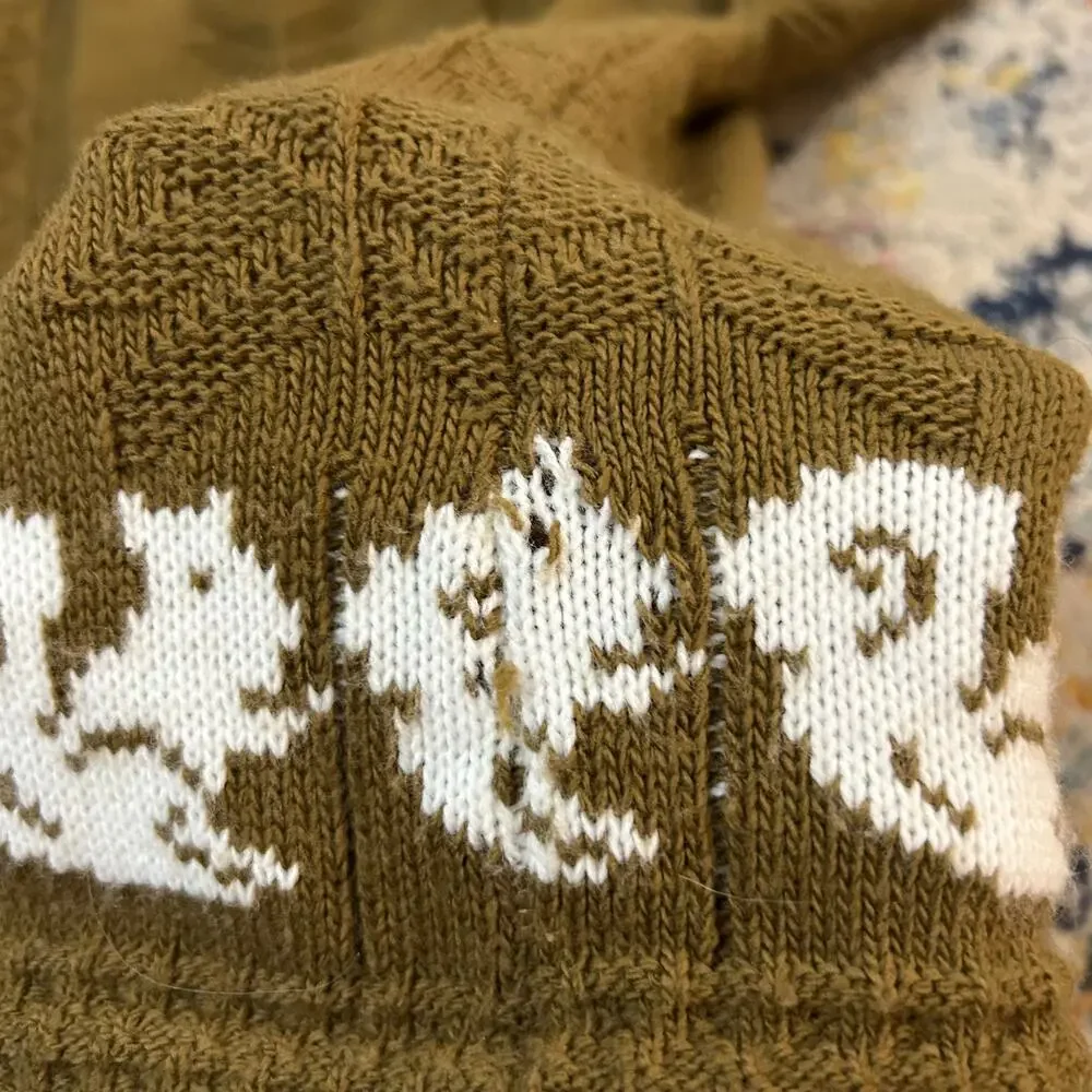 Vintage Sweater Squirrel Print Brown White Womens Small Nature Granola Casual - Picture 3 of 4